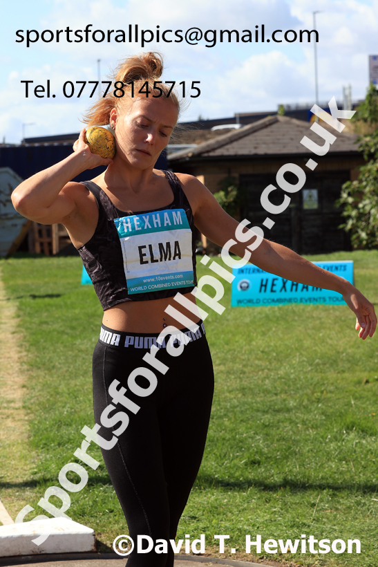 Heptathlon shot putt, 2025 EAP International Combined Events, Hexham, Northumberland.  Photo: David T. Hewitson/Sports for All Pics